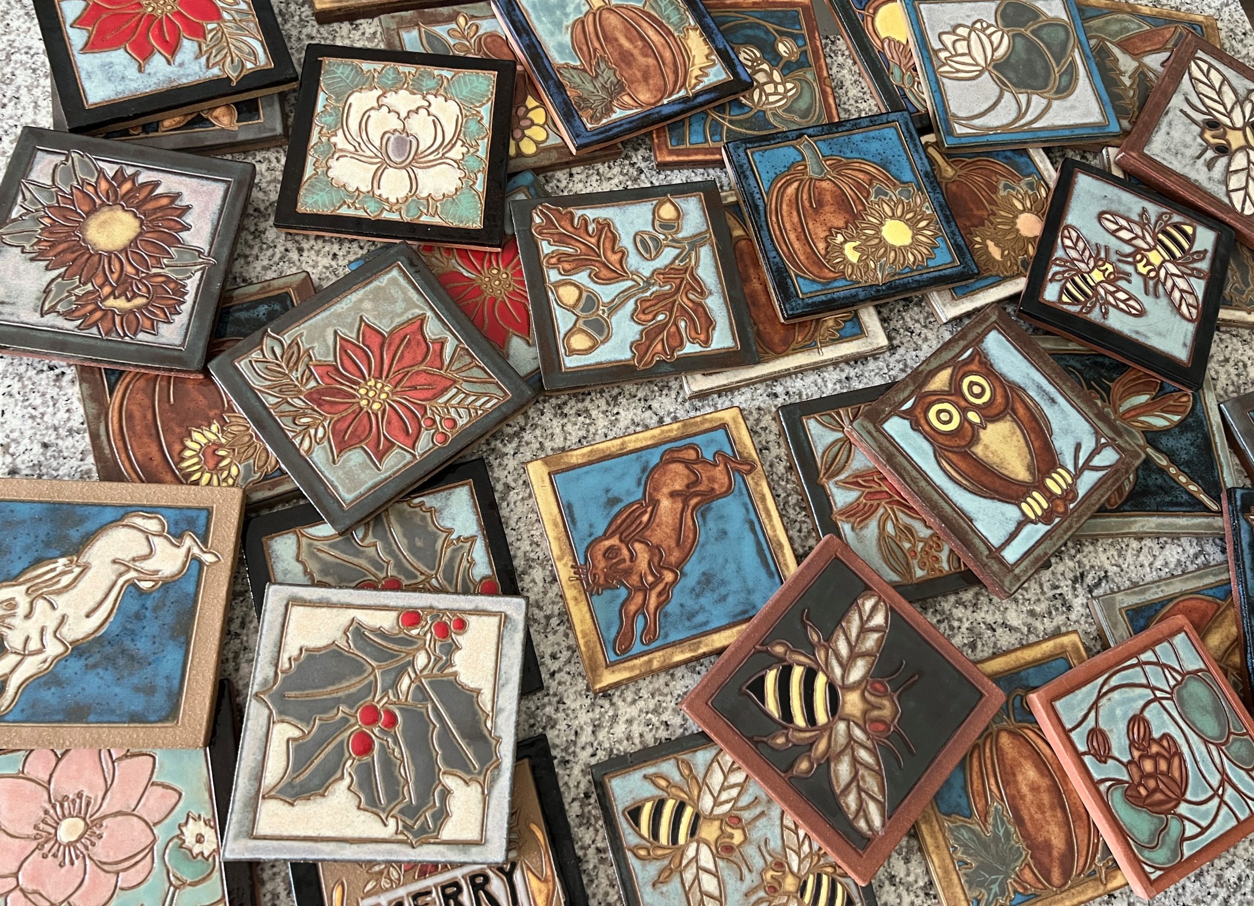 North Carolina made ceramic tiles are traditional presentations to winners at Longleaf Film Festival
